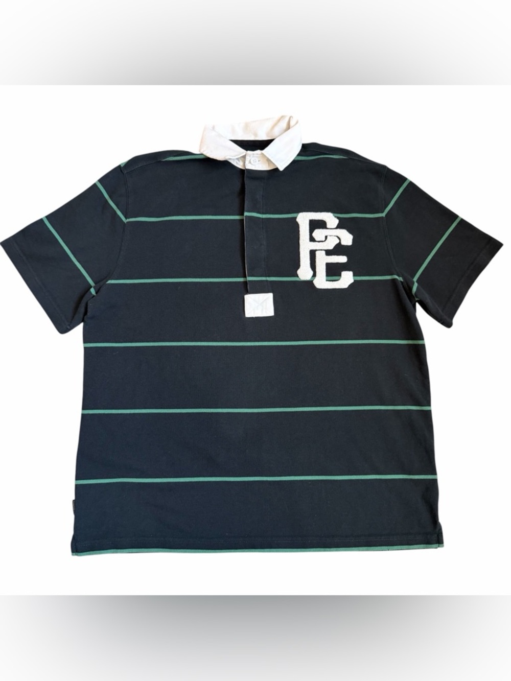 Public Enemy x Element Skateboard Co Men’s Polo Shirt Sz M Striped Black Green